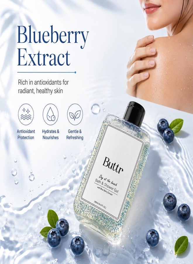 Buttr Blueberry Body Wash Gel for Deep Cleansing & Hydrated Skin | With Aloe Vera & Vitamin E | Soap-Free Shower Gel Suitable for All Skin Types, Women & Men | 250ml - Image 3