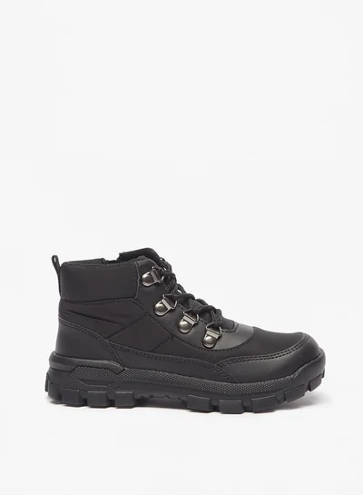 جونيورز Boys Textured High Cut Boots With Zip Closure