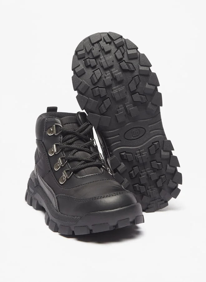 جونيورز Boys Textured High Cut Boots With Zip Closure