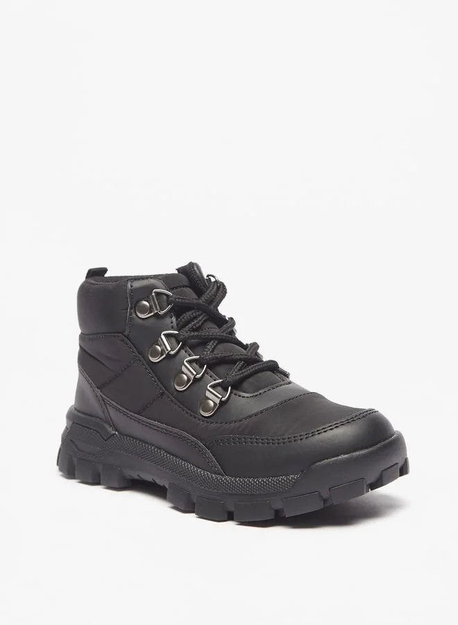 جونيورز Boys Textured High Cut Boots With Zip Closure