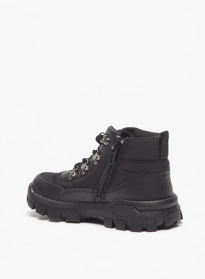 جونيورز Boys Textured High Cut Boots With Zip Closure