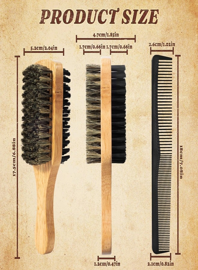 SIMPOR 2PCS Double Sided Boar Bristle Hair Brush Set, 2-in-1 Hair Brush with Dual-Teeth Comb for Men, Firm and Soft Bristles with Wooden Handle for Thick, Curly, Detangling, Smoothing - Image 2