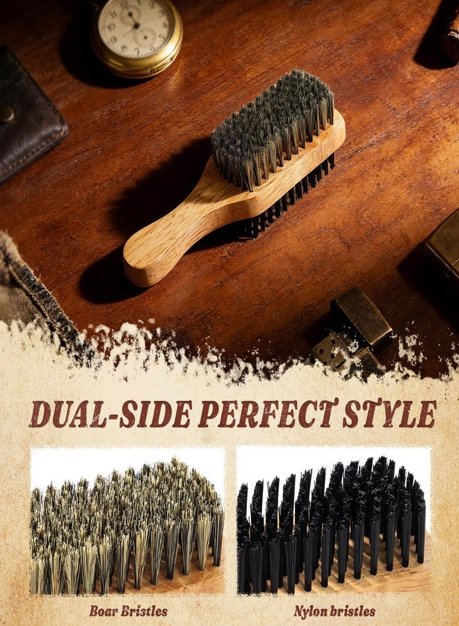 SIMPOR 2PCS Double Sided Boar Bristle Hair Brush Set, 2-in-1 Hair Brush with Dual-Teeth Comb for Men, Firm and Soft Bristles with Wooden Handle for Thick, Curly, Detangling, Smoothing - Image 3