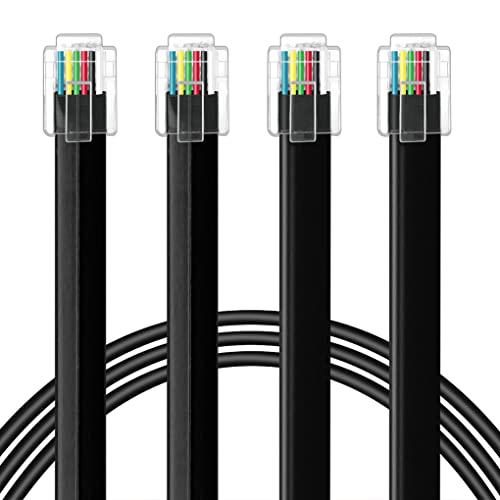 NECABLES 2Pack RJ12 Cable 10ft Phone Cord RJ12 6P6C Male to Male Straight Wired for Both Data and Voice Use Black - 10 Feet - Image 1