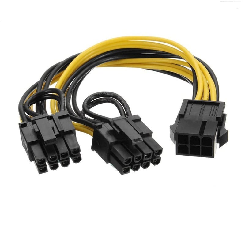 ETZIN كابل طاقة بطاقة الفيديو GPU PCI-E 6pin أنثوي إلى مزدوج 8pin (6+2pin) ذكري (بطاقة الفيديو الرسومية مزدوجة PCI-E) - Image 3