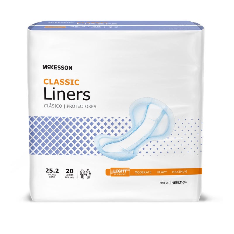 McKesson Incontinence Pads for Adult Women and Men Pack of 80 Bladder Control and Postpartum Liners Light Absorbency