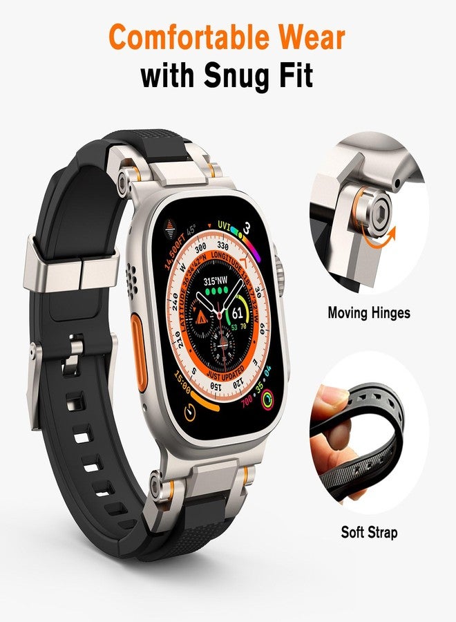 امباند أساور amBand متوافقة مع Apple Watch Ultra 3/2/1 49 مم، سلسلة M1 الرياضية، حزام متين وقوي مع موصل معدني ليتناسب مع حافظة Ultra المصنوعة من التيتانيوم لساعة iWatch 49 مم للرجال، تيتانيوم/أسود - Image 4
