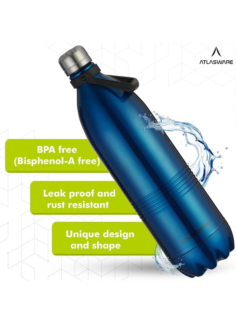 Atlasware 2 Liter Silver and Purple Hot & Cold Vacuum Bottle - Image 5