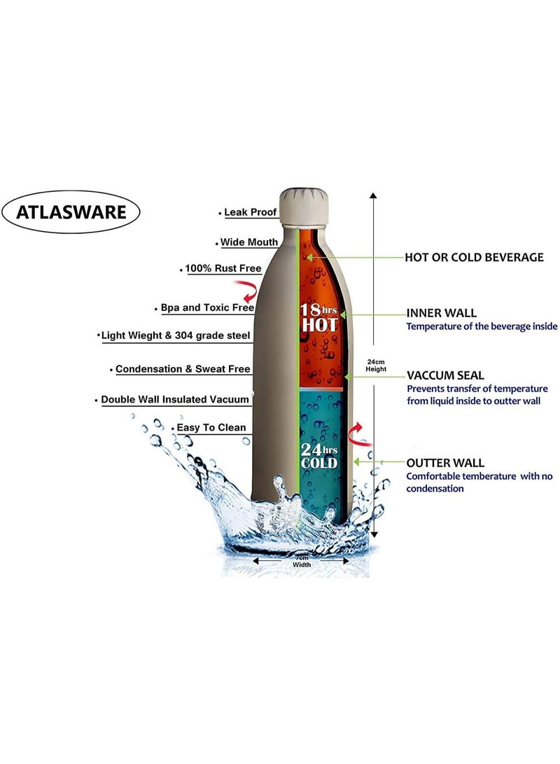 Atlasware 2 Liter Silver and Purple Hot & Cold Vacuum Bottle - Image 3