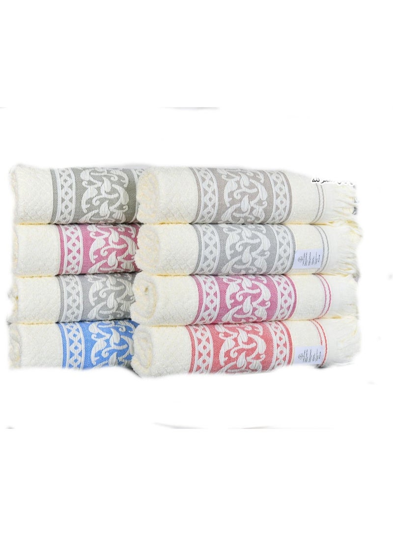 4 Pcs Bath Towel Set 100% Pure Egyption Cotton Premimum Quality Home Collection Cream Color Multiple Design - Image 2