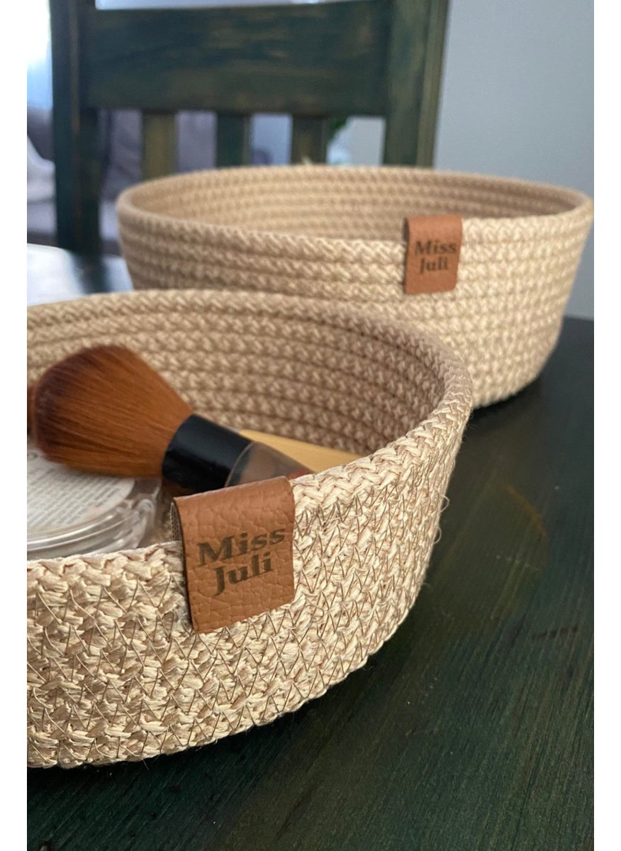 Miss Juli Multi-Purpose 3-Piece Basket, Jute Rope Knitting Basket, Decorative Basket Set, Wicker Basket Set  - Image 5