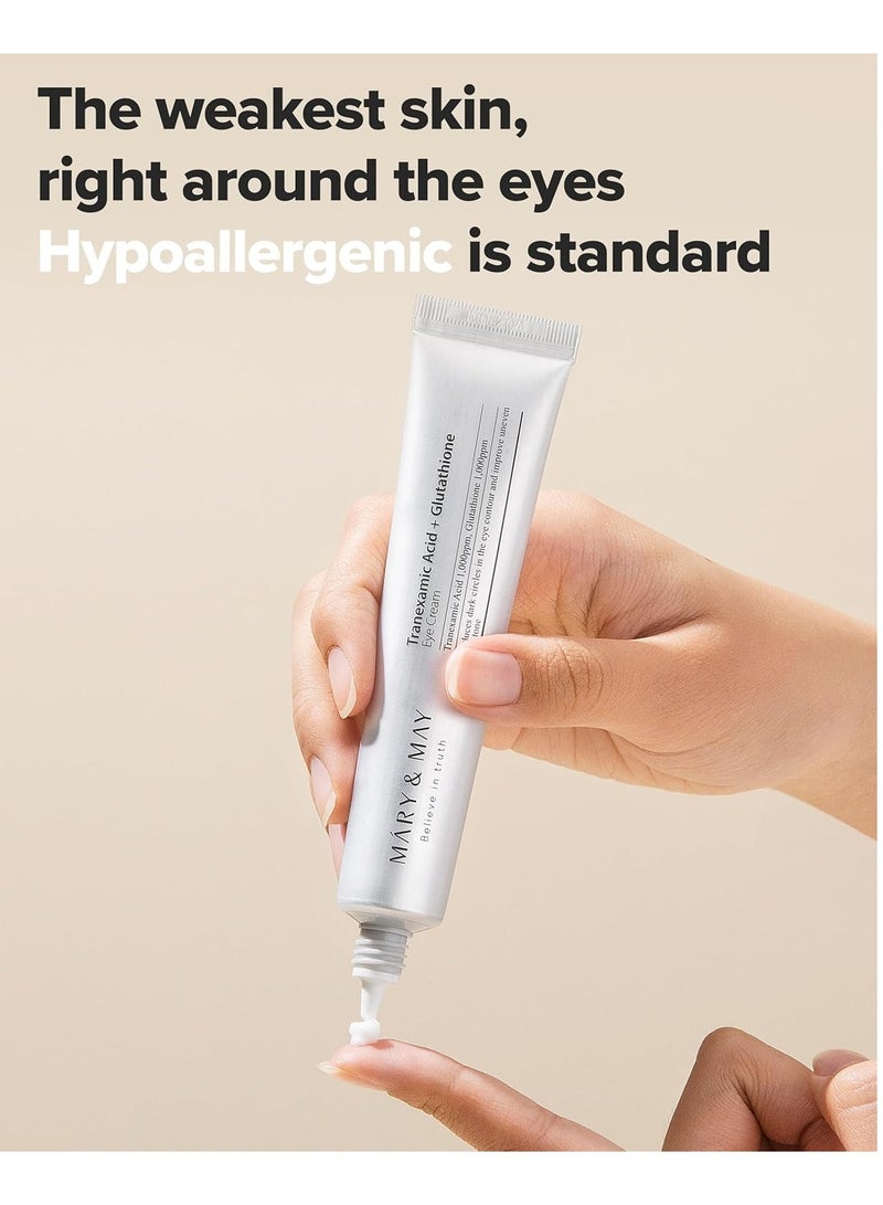 MARY & MAY Mary and May Tranexamic Acid + Glutathione Eye Cream 30ml – Reduces Dark Circles & Uneven Skin Tone, Brightens & Revitalizes Eye - Image 5