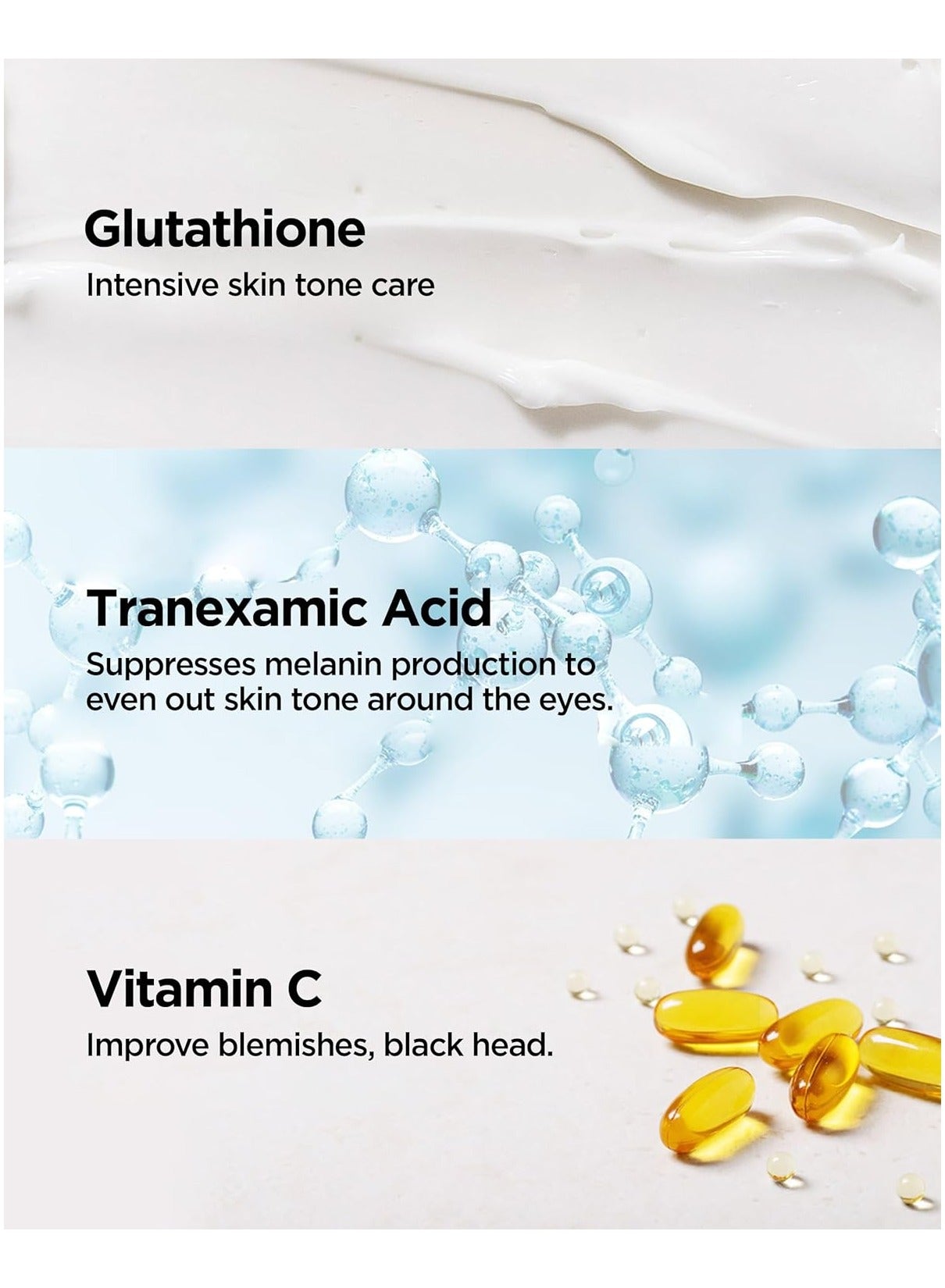 glutathione melanin eye MARY & MAY Mary and May Tranexamic Acid + Cream 30ml – Reduces Dark Circles & Uneven Skin Tone, Brightens & Revitalizes Eye | Best Price UAE Klow™ Peptide Therapy in 360 day glutathione supply Quantity:5 Vial - Box