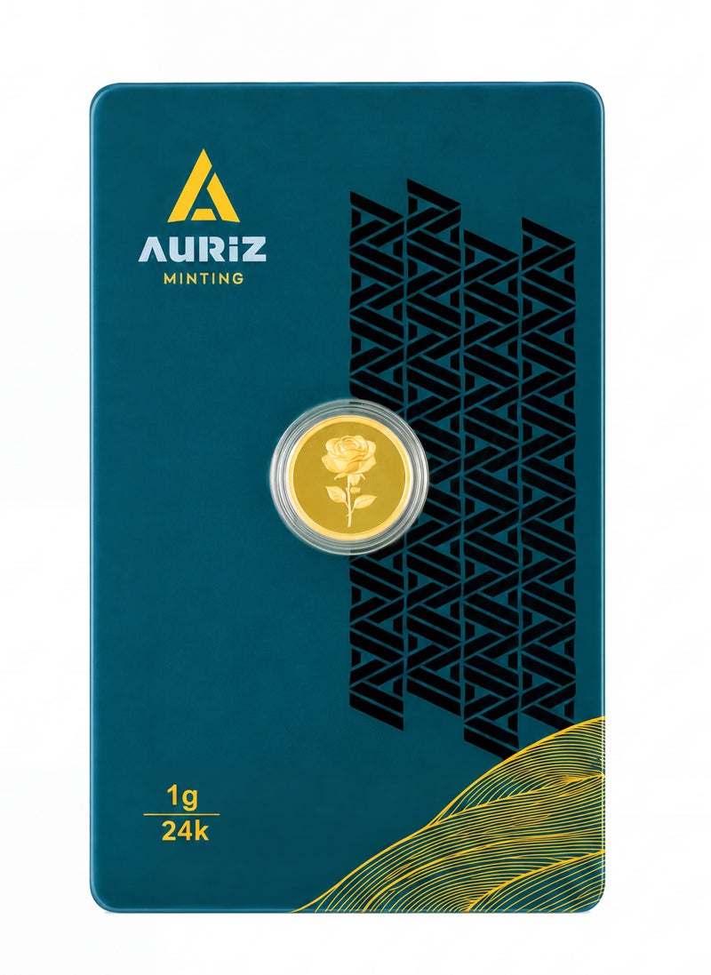 AURIZ MINTING Rizan Jewellery - Auriz Minting 1Gm 24K Gold Coin Flower Design - Image 1