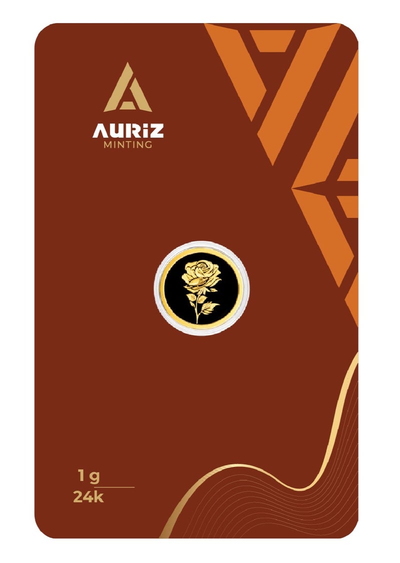 AURIZ MINTING Rizan Jewellery - Auriz Minting 1Gm 24K Gold Coin Flower Design - Image 1