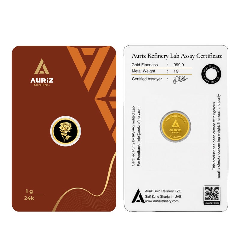 AURIZ MINTING Rizan Jewellery - Auriz Minting 1Gm 24K Gold Coin Flower Design - Image 5