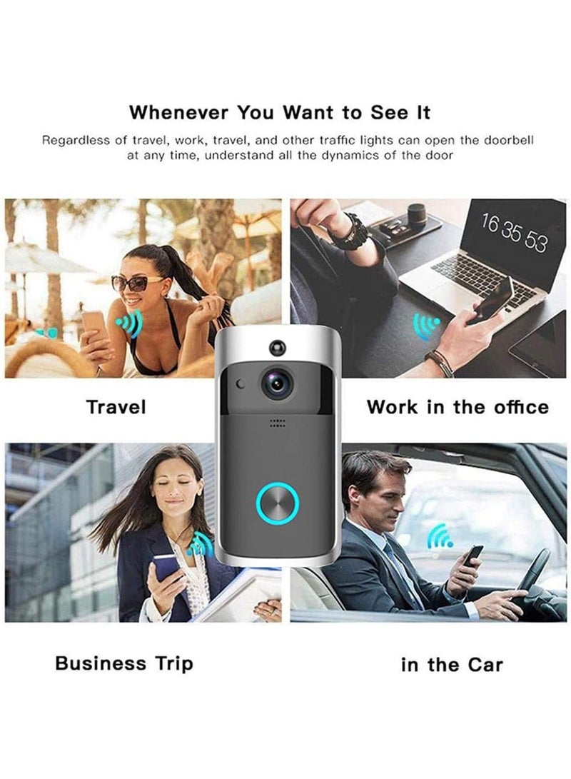Smart Video Doorbell Camera with Wi-Fi, 720P HD, Wireless Doorbell with Indoor Chime, Two-Way Audio, 166° Wide Angle Lens, Motion Detection, Night Vision, Silver - Image 4