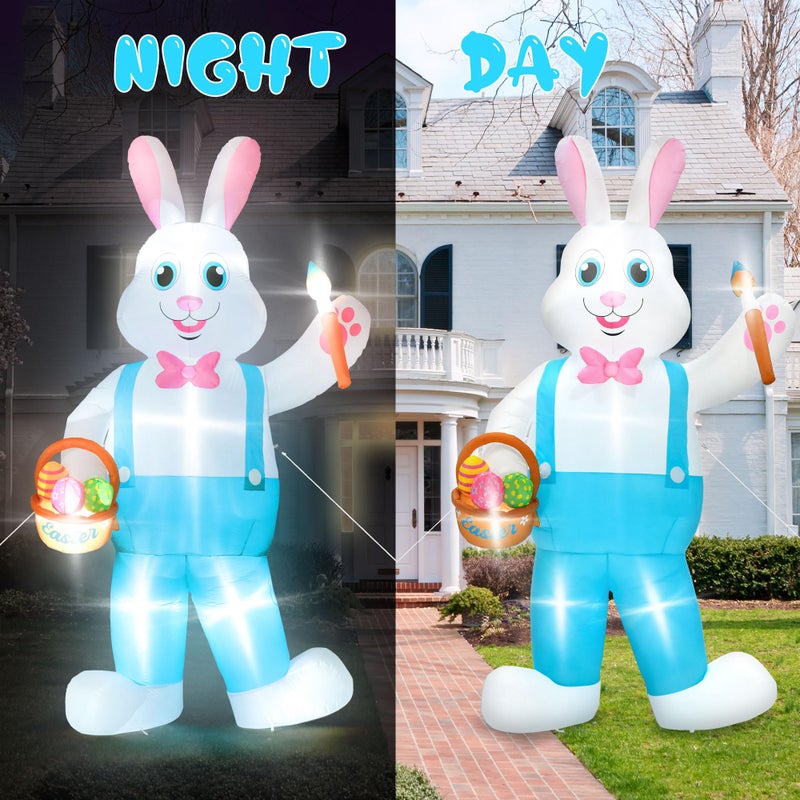 Melisheer 12FT Easter Inflatables Decorations, Huge Bunny Inflatable Outdoor, Lighted Blow Up Standing Easter Rabbit Holding Colorful Eggs Basket for Spring Holiday Yard Lawn Patio Party Decor - Image 3