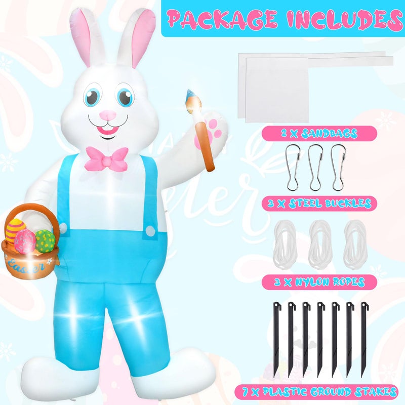 Melisheer 12FT Easter Inflatables Decorations, Huge Bunny Inflatable Outdoor, Lighted Blow Up Standing Easter Rabbit Holding Colorful Eggs Basket for Spring Holiday Yard Lawn Patio Party Decor - Image 4