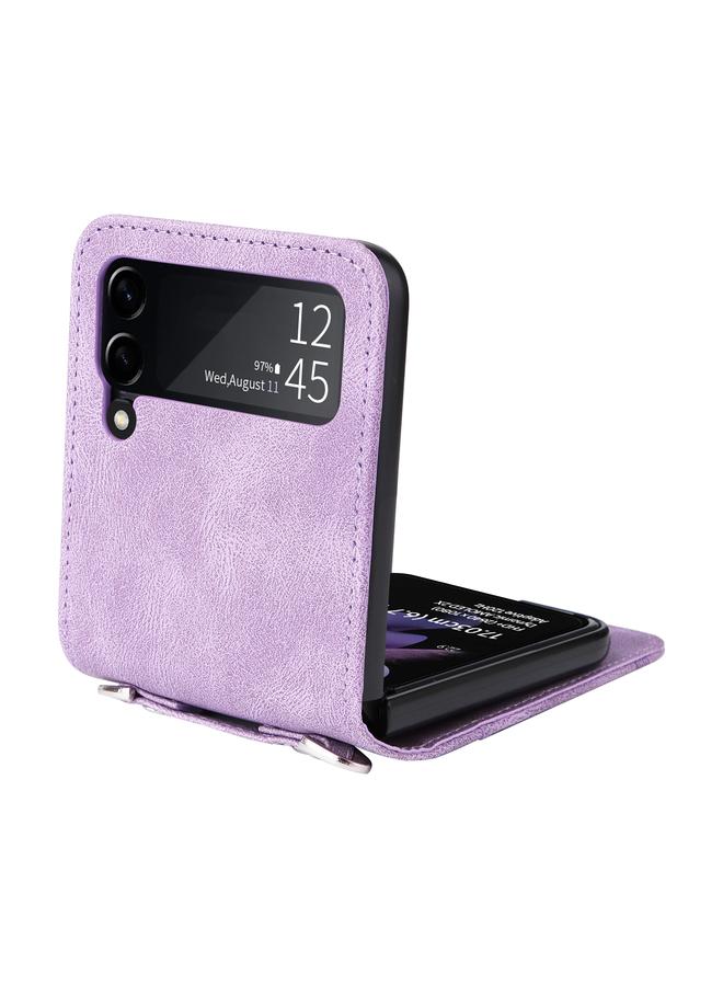 S-TOP Case For Samsung Galaxy Z Flip3 5G Skin Feel Life Tree Metal Button Leather Phone Case - Image 4