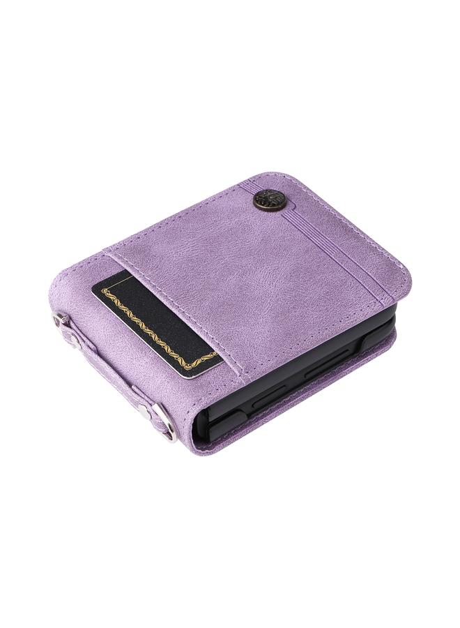 S-TOP Case For Samsung Galaxy Z Flip3 5G Skin Feel Life Tree Metal Button Leather Phone Case - Image 5