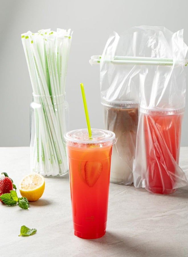 Restaurantware-Basic Nature 8.3 Inch Disposable Straws, 100 Sustainable Straws - Wrapped, Won't Alter Flavors, Green PLA/PBAT Straw, For Hot And Cold Drinks - Image 5