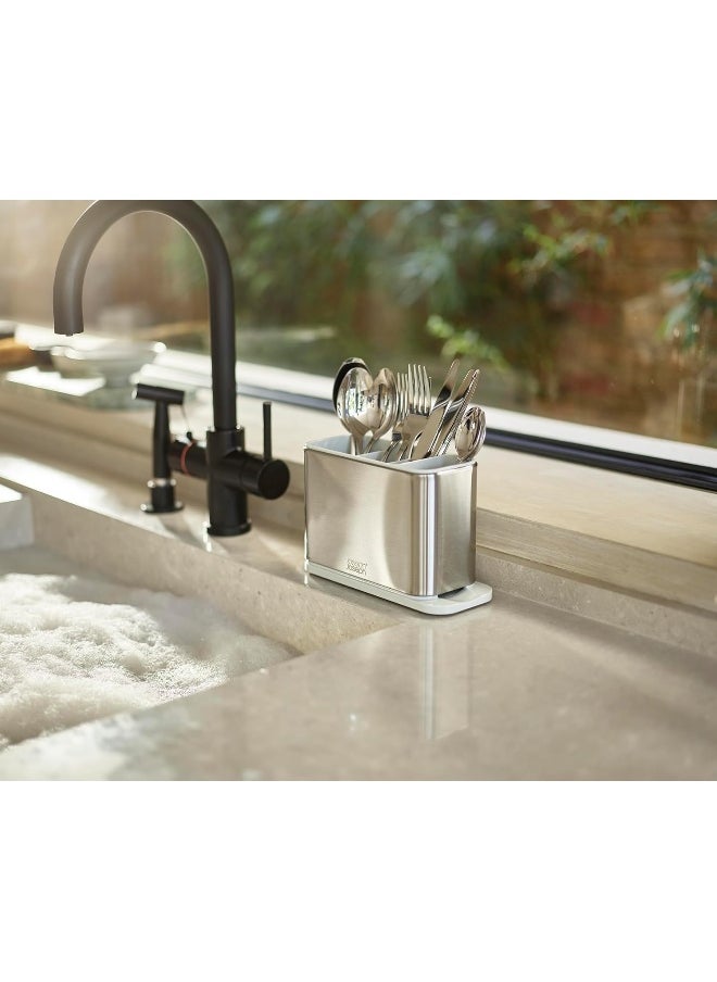 Joseph Joseph Joseph Joseph Surface Kitchen Sink Cutlery Drainer, Utensil Cutlery And Kitchen Gadgets Holder With Draining Base, Kitchen Storage, Stainless Steel  - Image 5