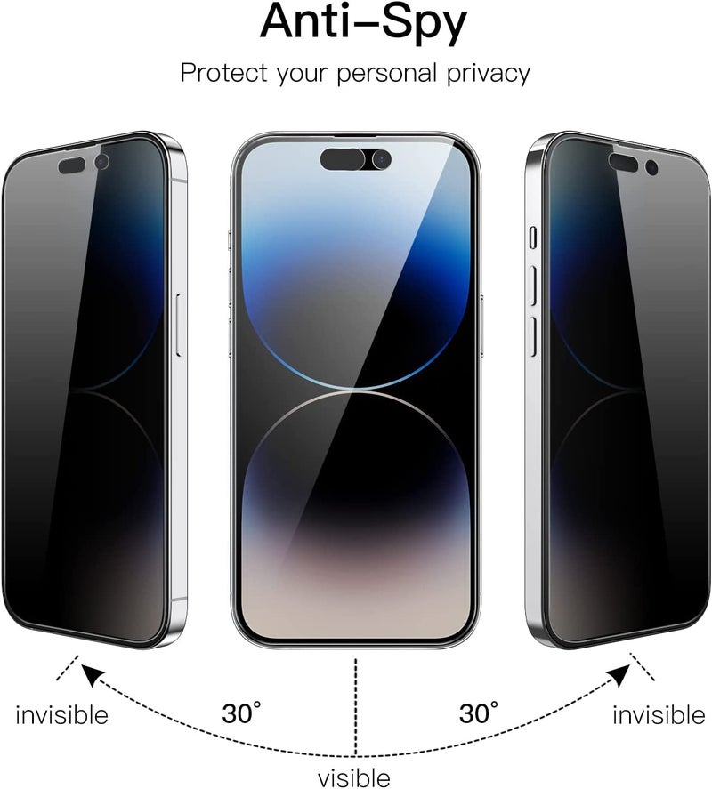 OpenTech Privacy Tempered Glass Screen Protector Compatible For iPhone 14 Pro Max (6.7 Inches) With Edge-To-Edge Protector Coverage And Easy Installation Kit for Smartphone - Image 3