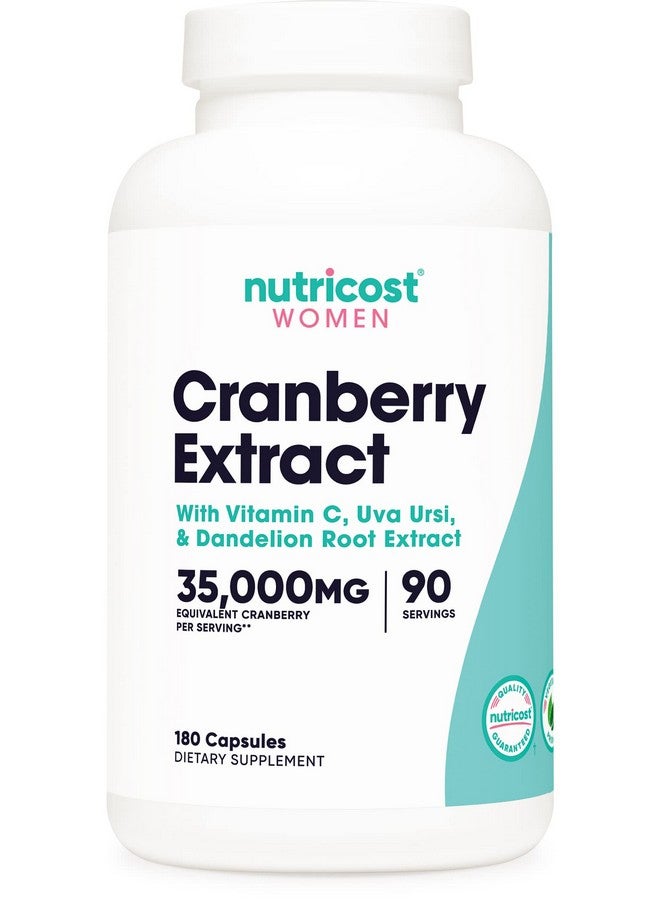 Nutricost Cranberry Extract For Women (35000Mg Equivalent)180 Capsules With Vitamin C Uva Ursi & Dandelion Root Extract Nongmo & Gluten Free Health Supplement - Image 1