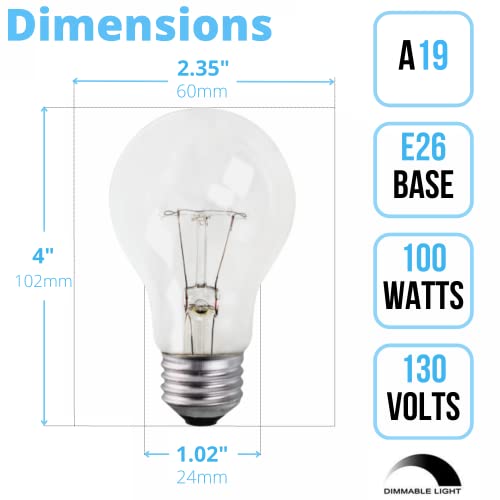 Xtricity A19 Clear Incandescent Rough Service Light Bulb, 100 Watt, 2700K Soft White, E26 Medium Base, 1020 Lumens, 130V (6 Pack) - Image 3