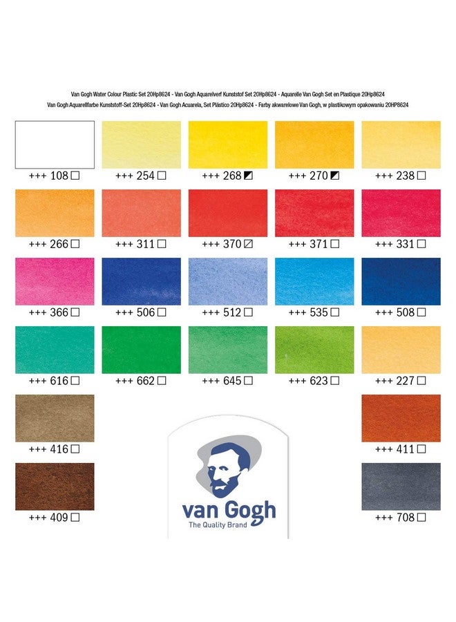 Van Gogh Watercolor Paint Set Plastic Pocketbox 24Half Pan General Selection - Image 5