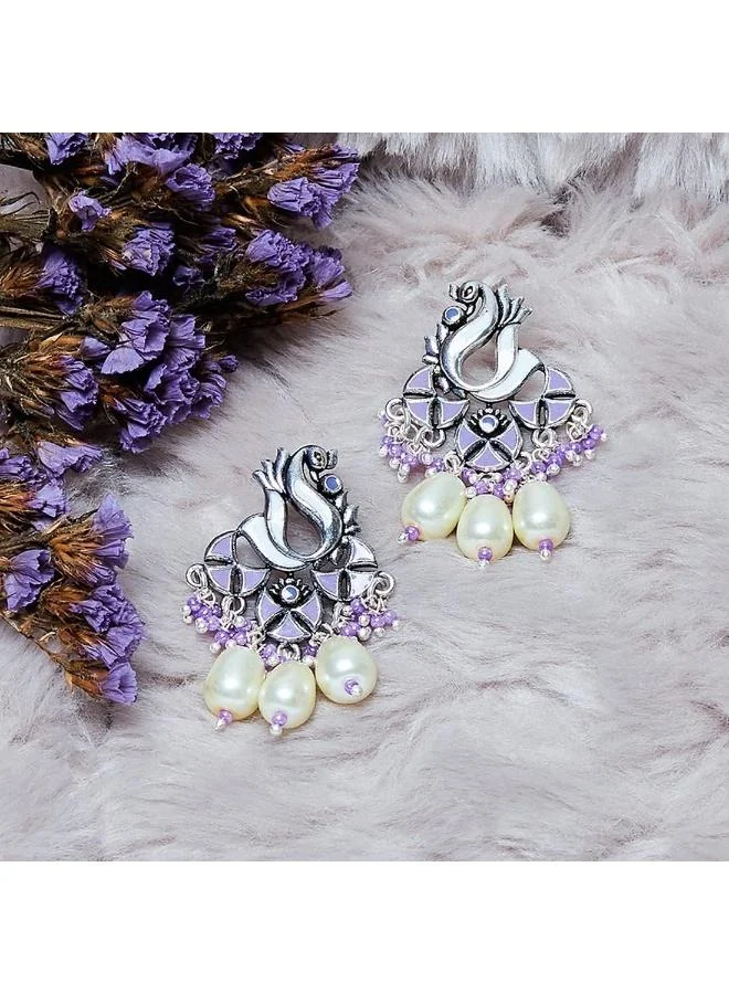 VOYLLA VOYLLA Apsara Teardrop Faux Enamelled Plated Brass Earrings