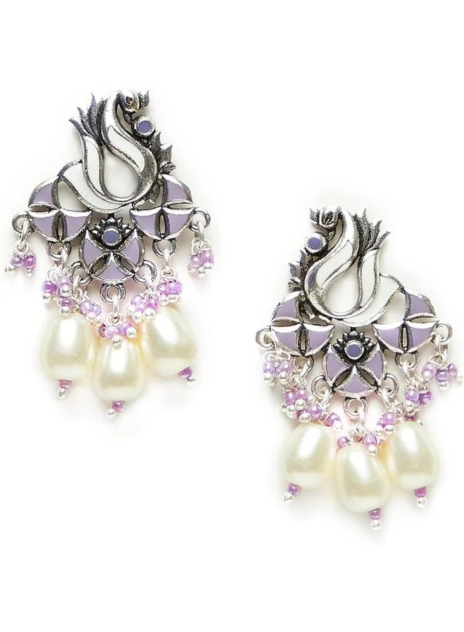 VOYLLA VOYLLA Apsara Teardrop Faux Enamelled Plated Brass Earrings