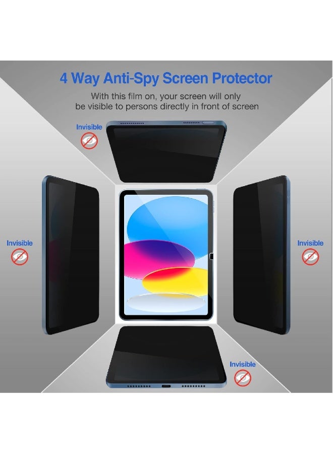 ZOOMEE 4-Way Privacy Screen Protector for iPad (A16) 11th Generation 2025 11 Inch/ 10th 10.9 Inch 2022, 360 Degree Anti-Spy Tempered Glass Film for iPad 11/10 gen 11" 10.9" - Image 2