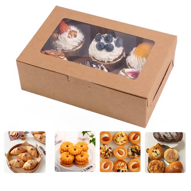 VANKUTL 8x6x2.5 Inches 20pcs Brown Bakery Boxes with Window, Cookie Boxes for Packaging, Treat Boxes for Cupcakes, Valentine's Day, Mother's Day, Christmas, ana Holiday Gatherings. - Image 3