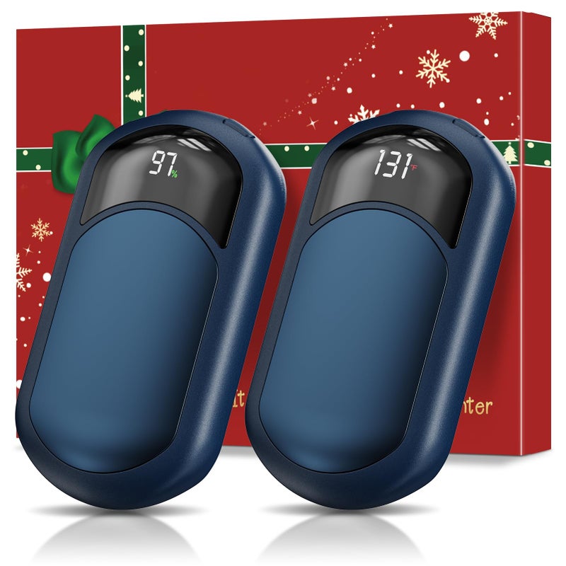 Fussion AI Hand Warmers Rechargeable 2 Pack, 6400mAh Portable Pocket Electric Hand Warmer, Fast Heating 3-Settings Reusable Handwarmers for Christmas, Gloves, Travel, Hunting Essentials Men Women - Blue - Image 1