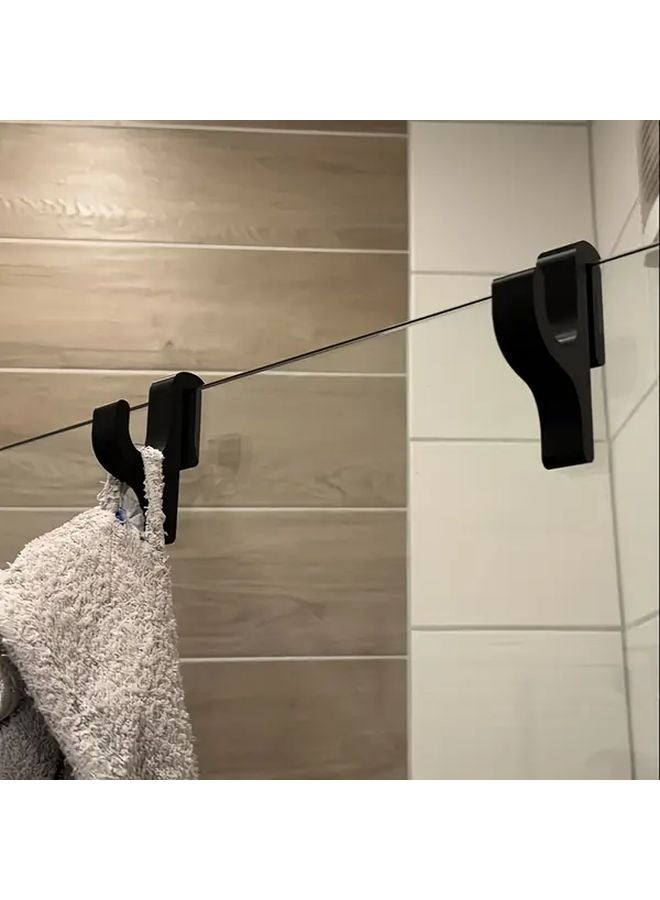 خطاف دش أسود بلاستيكي عصري لأبواب الزجاج 8 مم حامل المناشف سهل التركيب - Image 3