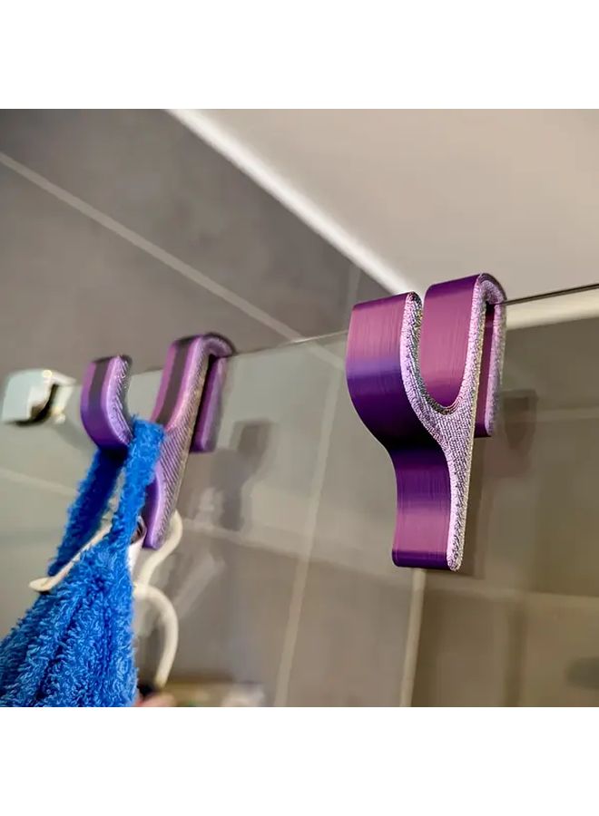 خطاف دش أسود بلاستيكي عصري لأبواب الزجاج 8 مم حامل المناشف سهل التركيب - Image 5