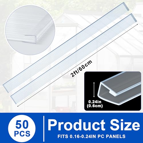 Innconee 30 Pcs Polycarbonate Greenhouse Panels U Connector Profile U Polycarbonate Profile U Channel U End Cap for Twin Wall Greenhouse Panels Prevent Dust, Rain, Fit 6mm or 4mm Panels, 2ft Length - Image 3