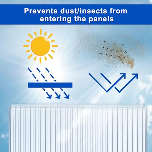 Innconee 30 Pcs Polycarbonate Greenhouse Panels U Connector Profile U Polycarbonate Profile U Channel U End Cap for Twin Wall Greenhouse Panels Prevent Dust, Rain, Fit 6mm or 4mm Panels, 2ft Length - Image 5