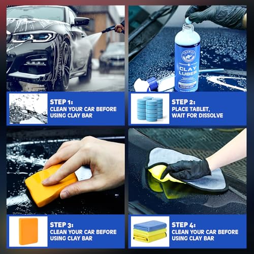 TEAWOO Clay Bars Kit, 6 Clay Bars & 20 PCS Lubricant Tablets, Complete Car Detailing Kit, Spray Bottle, Disposable Gloves and Microfiber Towels for Car Detailing Cleaning - Image 5