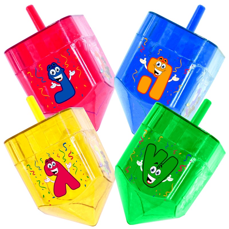Izzy 'n' Dizzy 4 Pack Fillable Dreidels XLarge 4 x 25 Inch Great for Chocolate Coins and Candy Assorted Colors - Image 3