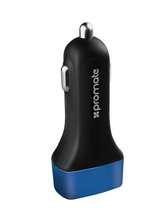 PROMATE Ultra-Fast Universal Car Charger With 3 USB Ports Blue - Image 1