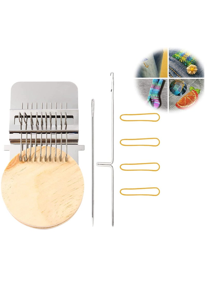 KASTWAVE Darning Loom Speedweve Type Weave Tool, 10 Hooks Wooden Weaving Frame Loom Kit for Beginners Quickly Mending Jeans Repair Holes DIY Beautiful Weaving Arts on Clothes Socks  - Image 1