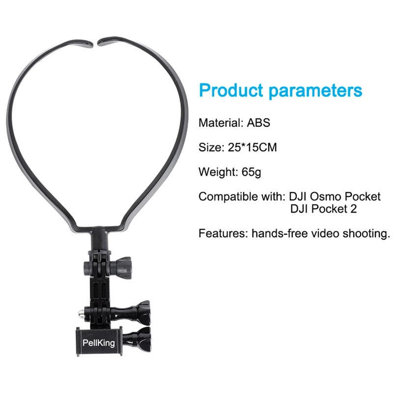 PELLKING Neck Mount Holder Compatible with DJI Pocket 2 and DJI Osmo Pocket 1, with Frame Extension Arm POV Chest Holder Acceeories for First-View Shooting - Image 4