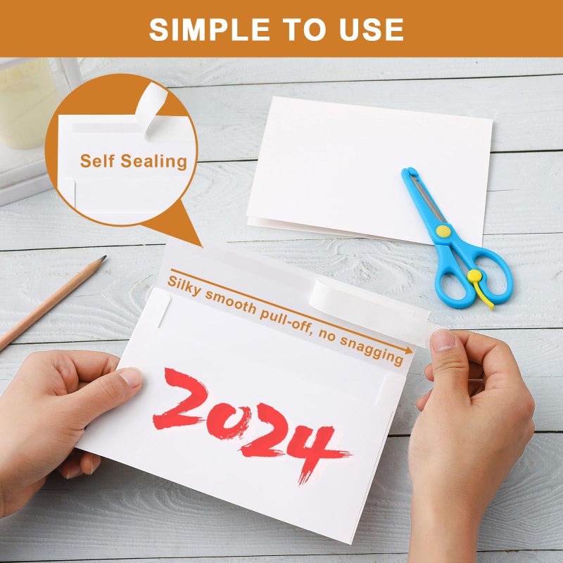 Silunkia White Blank Greeting Cards with Envelopes 5 x 7 Heavyweight Folded White Cardstock and A7 Envelopes Printable Self Seal 20 Packs for Wedding Invitations, Birthday, Thank You Cards, Mailing - Image 5