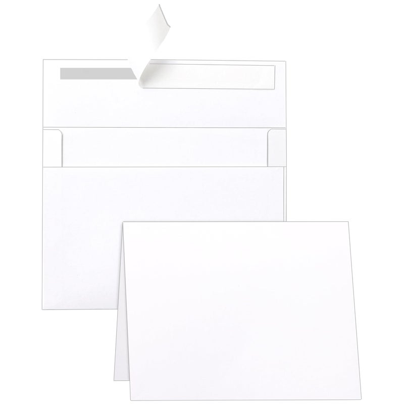Silunkia White Blank Greeting Cards with Envelopes 5 x 7 Heavyweight Folded White Cardstock and A7 Envelopes Printable Self Seal 20 Packs for Wedding Invitations, Birthday, Thank You Cards, Mailing - Image 1