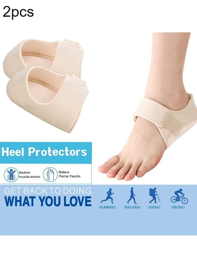Happy D Heel Spur Inserts Gel Heel Pads, Heel Spur Bandages, Heel Protection Silicone Heel Protector, Suitable for Heel Analgesia / Stress Reduction, EU36-40（s） (Beige) - Image 1