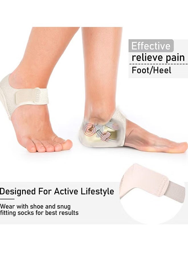 Happy D Heel Spur Inserts Gel Heel Pads, Heel Spur Bandages, Heel Protection Silicone Heel Protector, Suitable for Heel Analgesia / Stress Reduction, EU36-40（s） (Beige) - Image 2