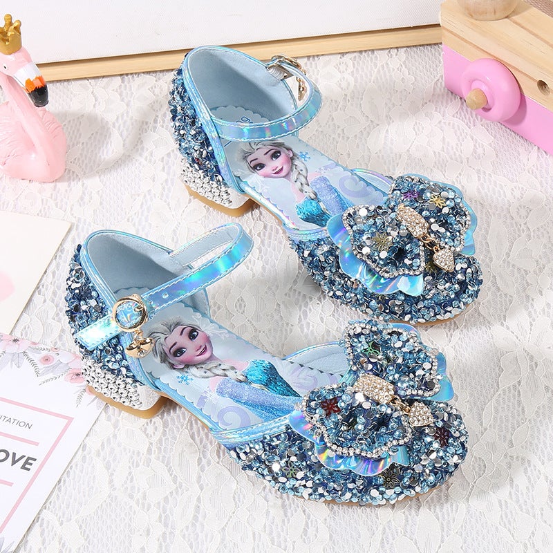 Girls' Sandals Summer Fashion Baby Princess Children'S Casual Soft-Soled Crystal Shoes Little Girl High Heels Princess Style - Image 3